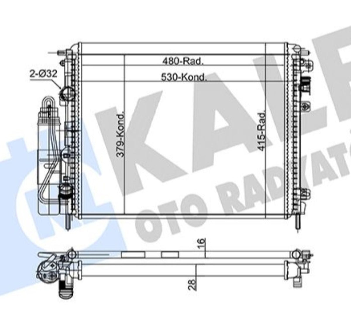 Renault Clio 2 Kangoo Thalia Logan Su Radyatörü Kale 052829RIN - main