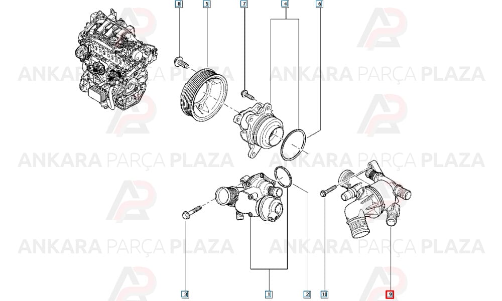 Laguna Megane 3 4 Kadjar 1.6Dci Termostat Orijinal 110617671R