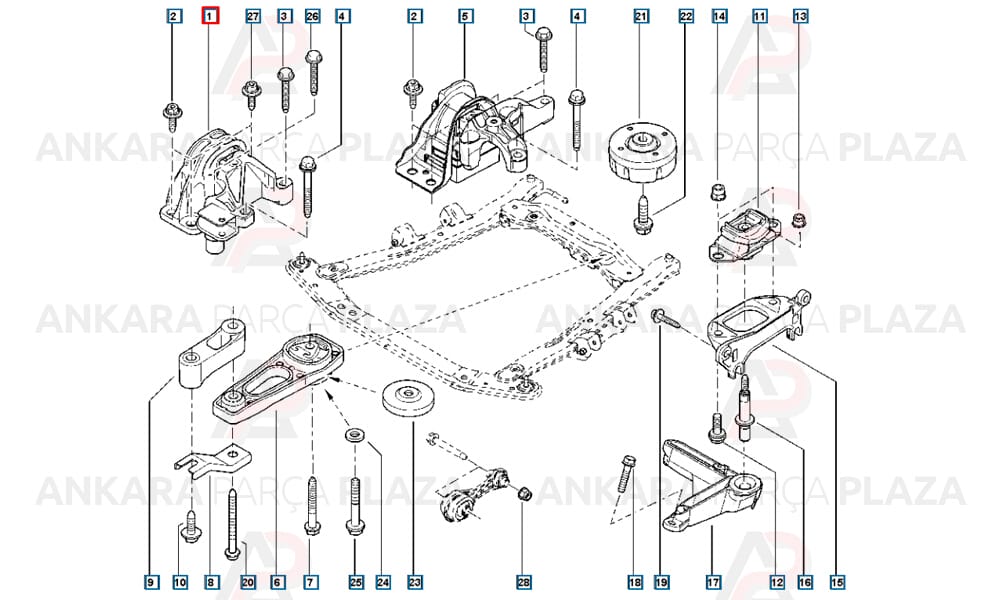 Motor Takozu Arka Duster Logan Sandero 1,5Dcı K9K
