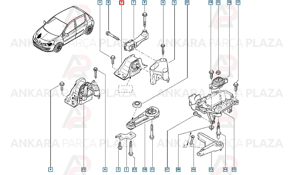 Motor Takozu Sağ Yağlı Clio 3 Wagon Sw 112106691R 8200984389