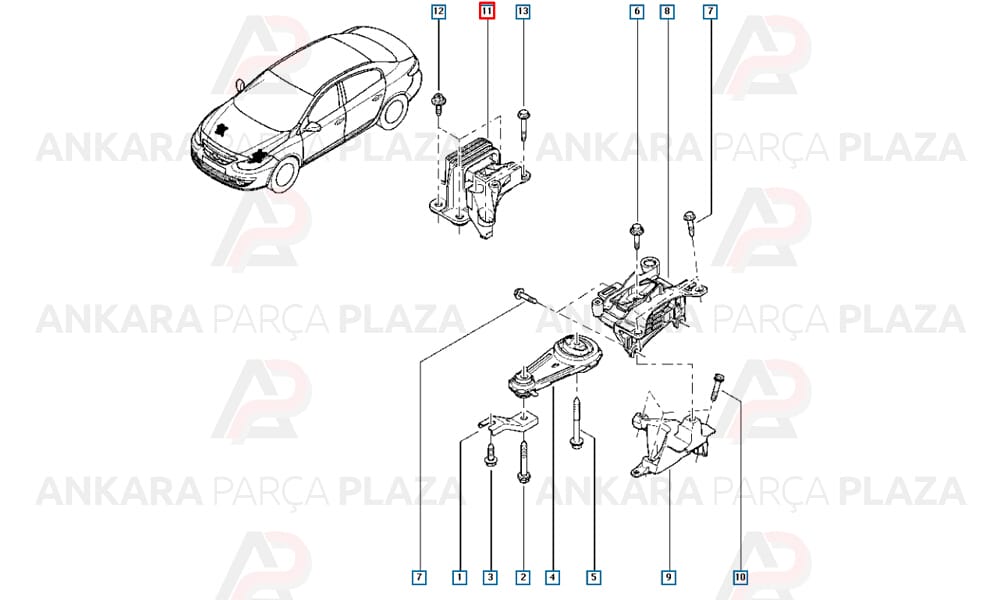 Motor Takozu Sağ Fluence Megane 4 1.6 16V H4M 112107874R 112100032R