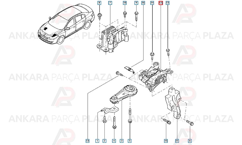 Motor Şanzıman Takozu Sol Fluence Megane 3 112200014R