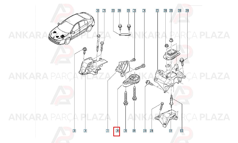 Motor Askı Takozu Renault : Laguna 3 2008> Tüm Motor Tipleri