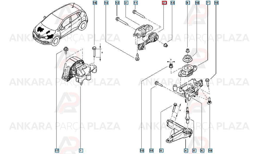 Motor Takozu Arka Logan 2 Lodgy Sandero 2 Clio 4 1,2/1,6/1,5Dcı
