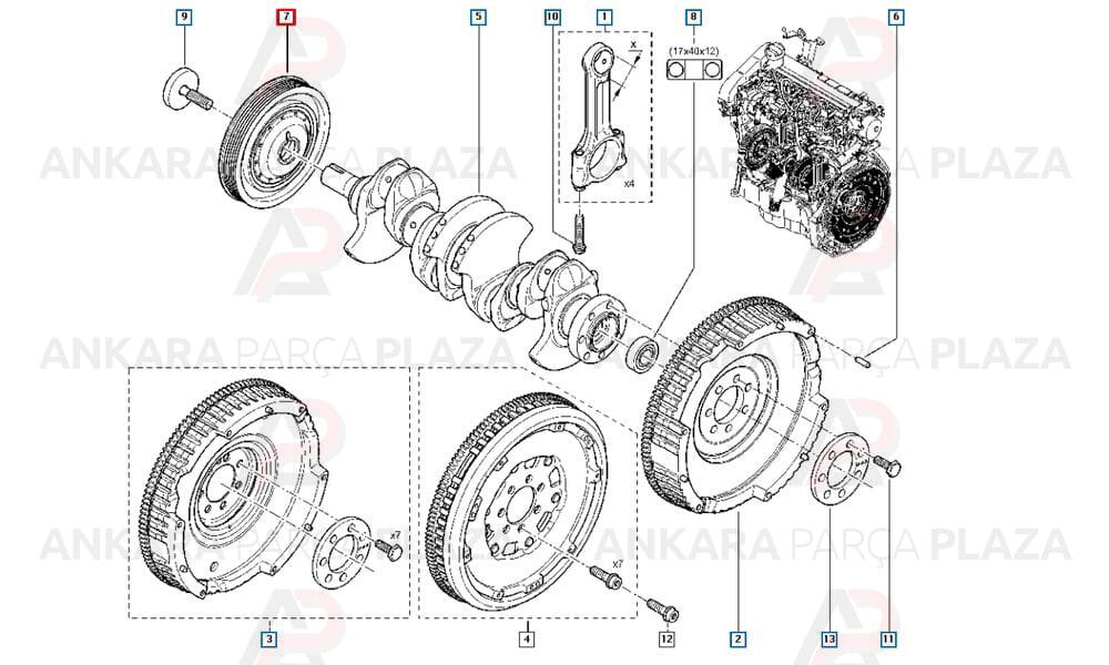 Krank Kasnaği Kangoo Clio 1.5Dci K9K 123033245R - 123030453R