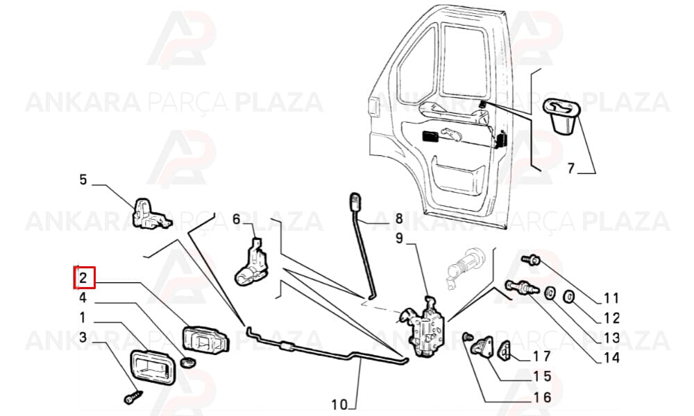 Ducato 97 - 02 Ön Kapı İç Açma Kolu Sağ Sol Aynı Adet 1300835808