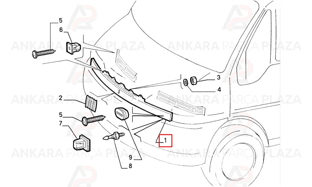 Ducato 97 - 02 Ön Panjur Alt Sacı 1304722080