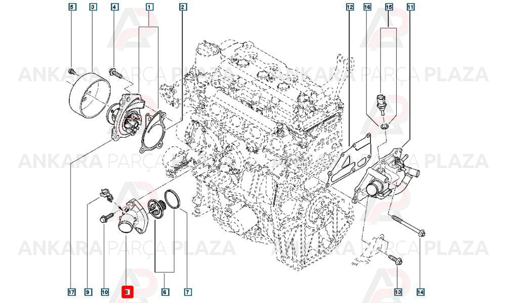 Megane 3 1.4 Termostat Kapağı Orijinal 13049Ed02A