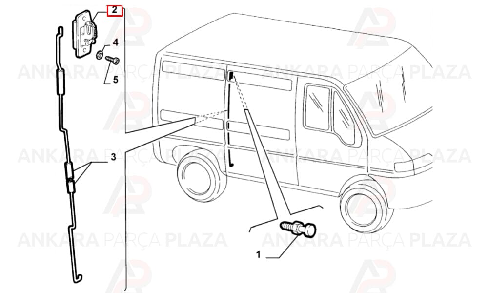 Ducato 97 - 02 Sürgülü Kapı Kilit Üst Karşılığı Sağ 1310595080