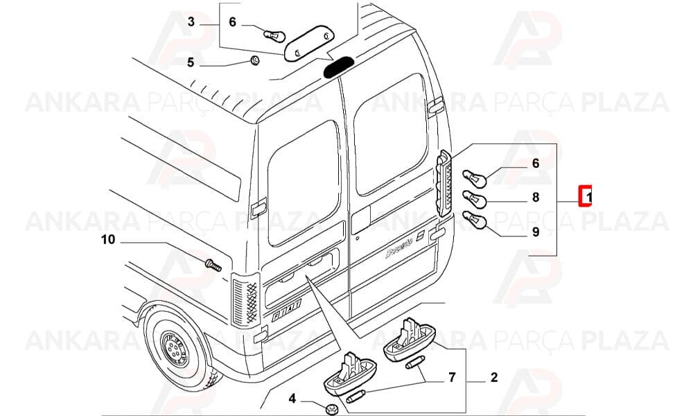 Ducato Stop Lambası Duysuz Sağ Kırmızı Beyaz 2002 - 2006 Meydan