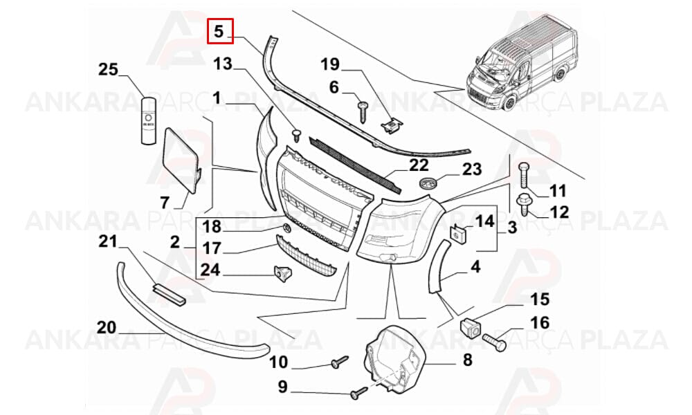 Ducato 07 - 14 Ön Tampon Üst Bağlantı Sacı 68191767Ab