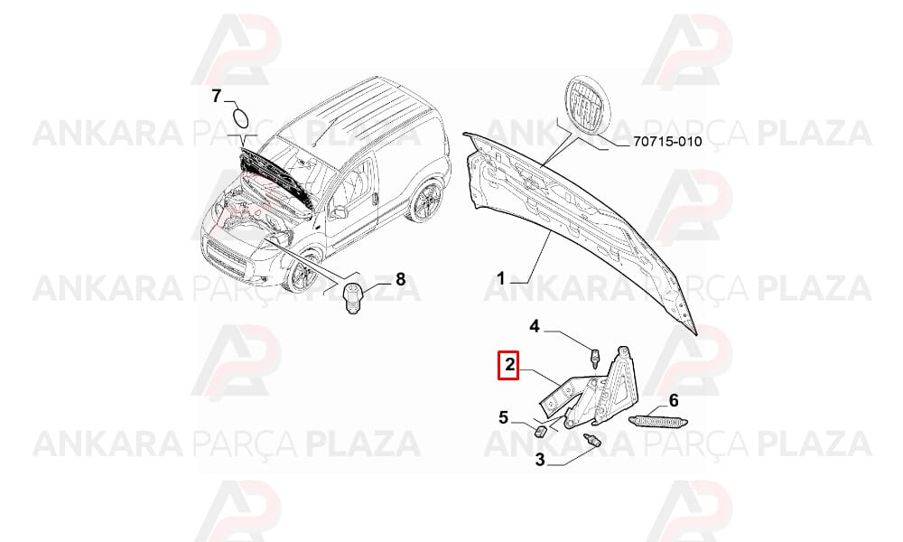 Motor Kaput Menteşesi Sol Yaylı Fiorino Bıpper