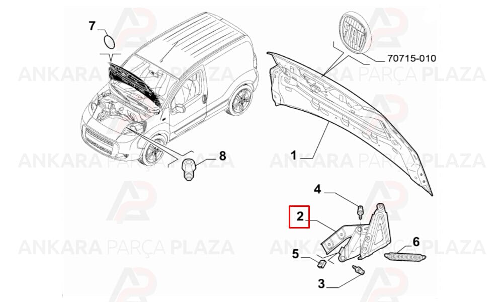 Motor Kaput Menteşesi Sağ Fiorino