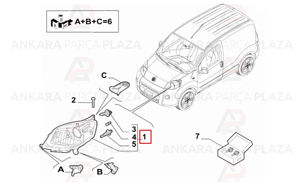 Fiorino 08 - 20 Far Lambası Sağ Elektrikli - Motorlu 1353197080