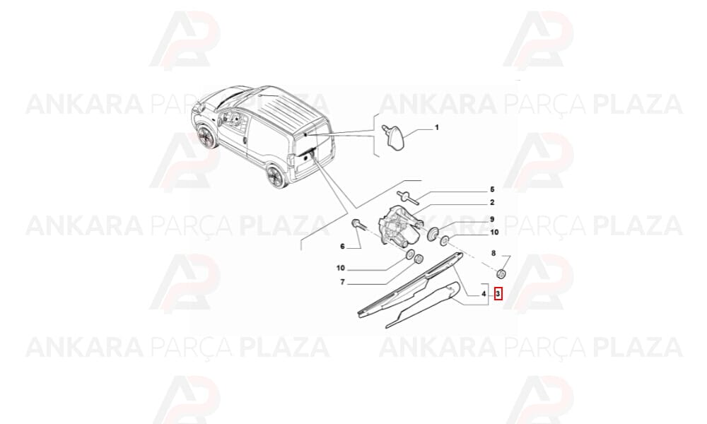 Fiorino Arka Silecek Kolu Ve Süpürgesi Hellux