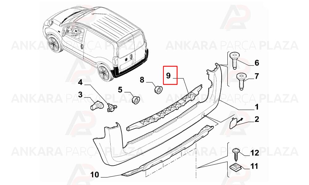Fiorino Tampon İç Destek Plastiği Arka 2008 - 2020 Meydan