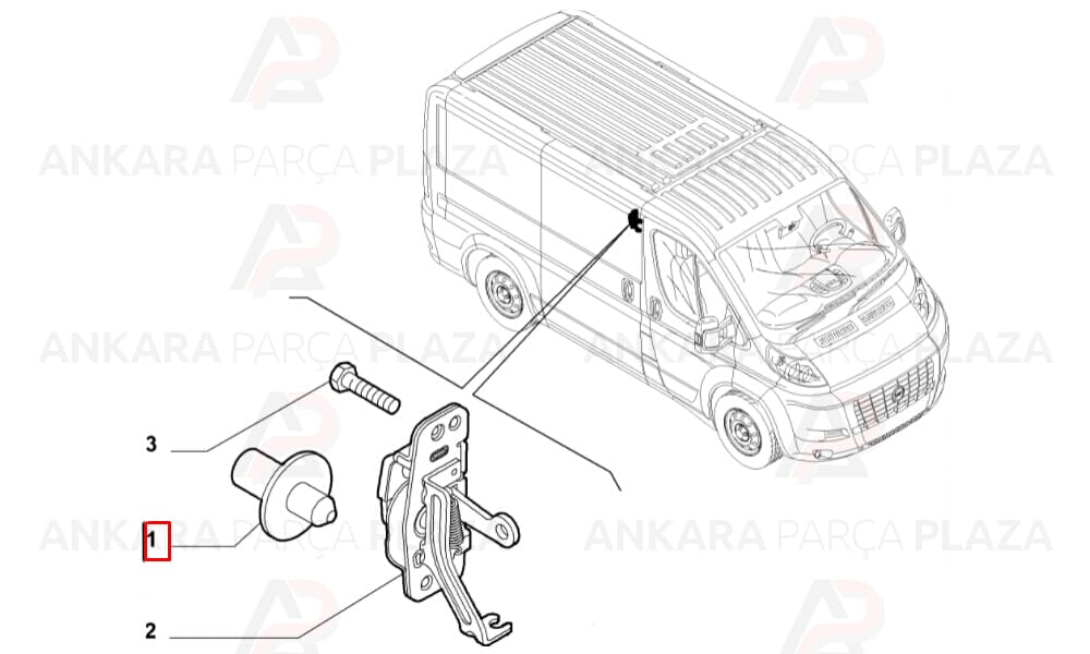 Sürgülü Kapı Kilit Karşılık Pimi Sağ Arka Üst Ducato 3 2006 >