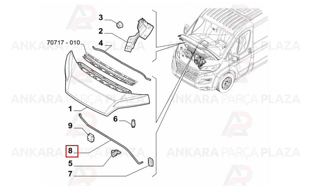 Motor Kaput Çubuğu Dayama Demiri Ducato 3 3 3 2014 >