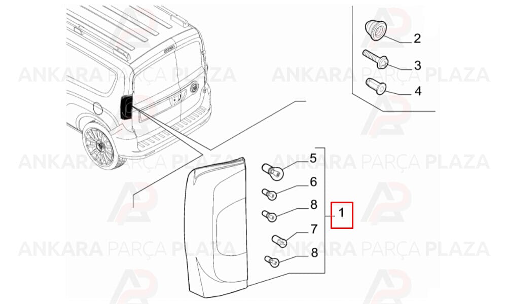 Fiorino Stop Lambası Çift Kapı Sol Duysuz 2008 Sonrası Mars