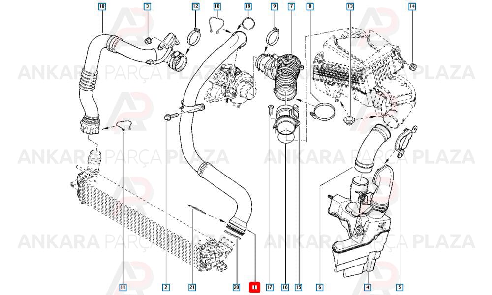 Laguna 3, Latitude Turbo Hortumu İthal Orijinal 144607746R-1