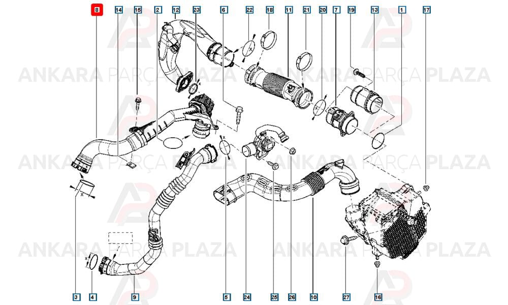 Clio 4 Lodgy Dokker Sandero Duster Turbo Hortumu İthal Orijinal 144609034R-1