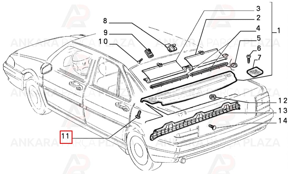 Fiat Tempra 90-99 Ön Çamurluk Davlumbazı Klipsi Meydan