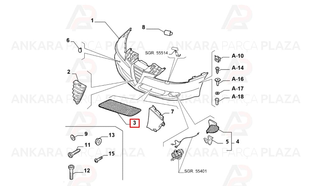 Alfa 147 Tampon Izgarası Ön Sol 2005 - 2009 Meydan