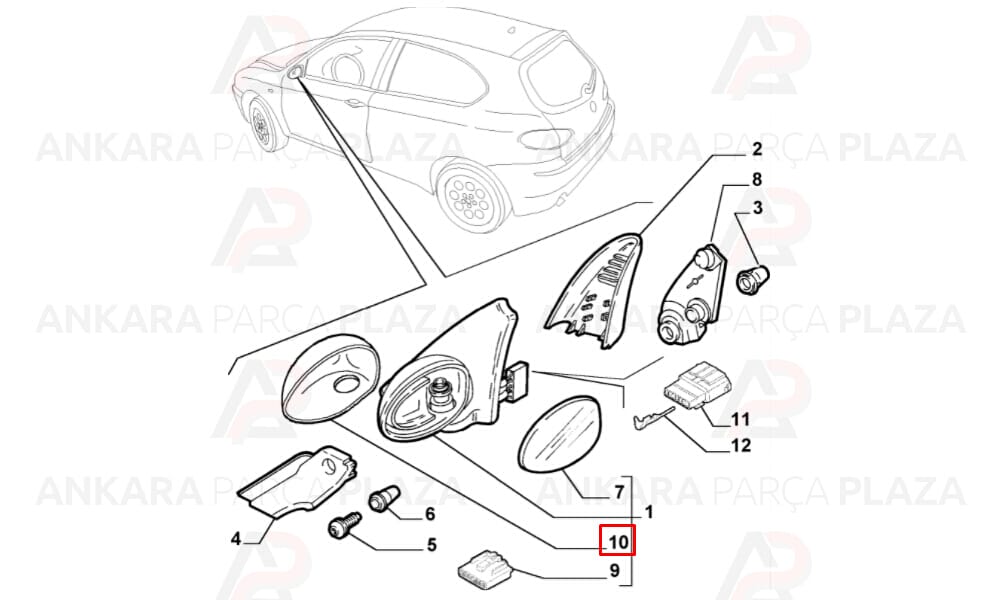 Alfa Romeo 147 Yan Ayna Kapağı Sol 2001 - 2005 Meydan