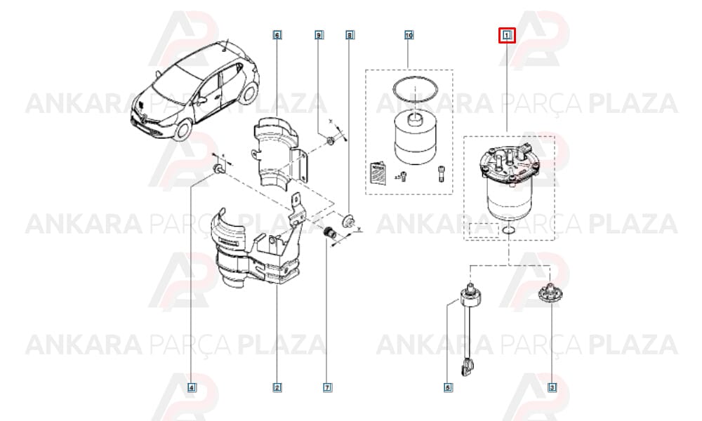 Mazot Filtresi Symbol Clio 4 Dokker Lodgy 1.5 Dci 164000797R 164004976R