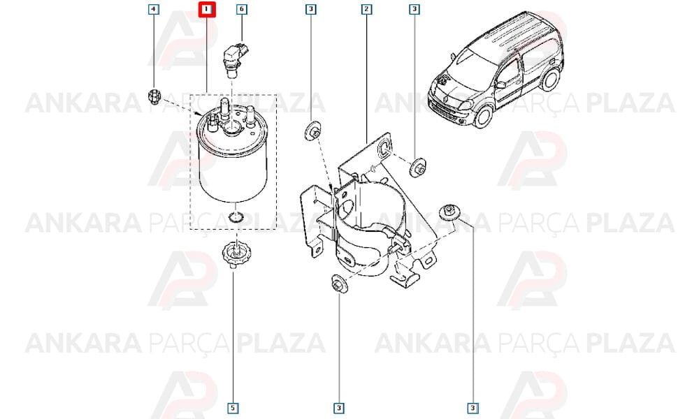 Yakıt Filtresi Kangoo 3 Laguna 3 1.5Dc 2.0D Sondalı Sensör Yuvalı