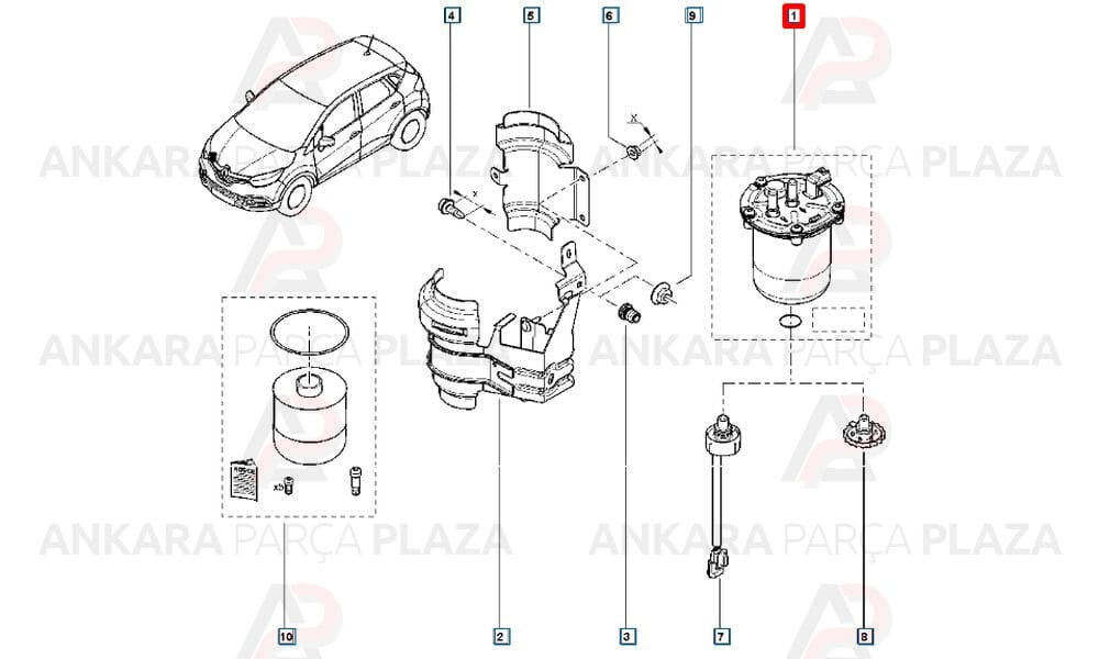 Mazot Yakit Filtresi Clio 4 Lodgy Duster Captur Dokker Sandero Ym