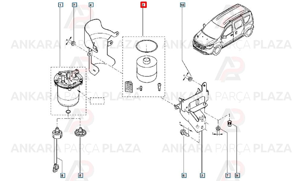Dokker Duster Lodgy Mazot Filtresi Delphi
