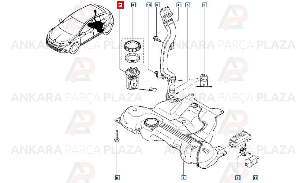 Megane 3, Scenic 3 Yakıt Depo Şamandırası Orijinal 172020057R