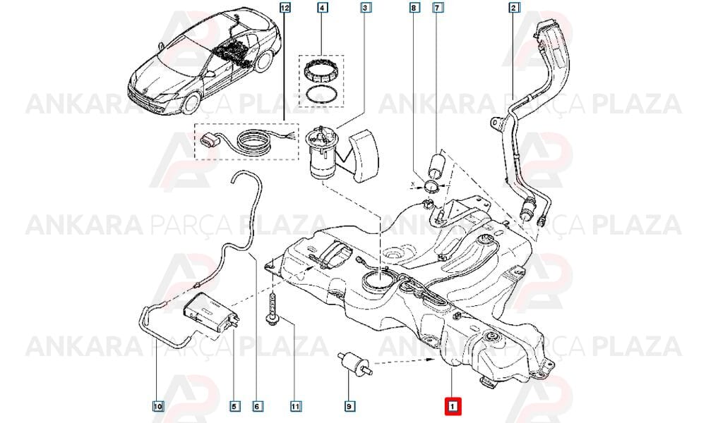 Laguna 3 Mazot Deposu Orijinal 172030003R
