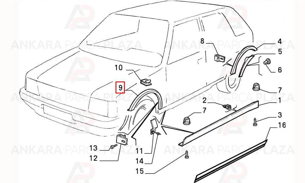 Uno 93 - 01 Ön Çamurluk Ağzı Plastiği Sağ Meydan