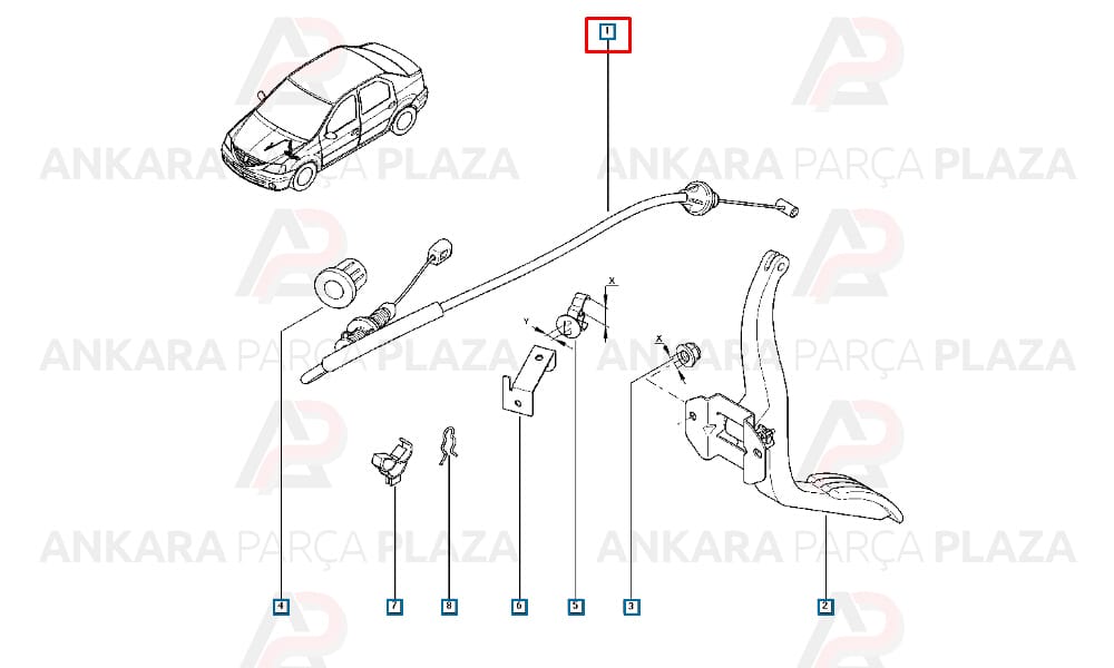Dacia Logan 1.2 / 1.4 / 1.6 2004-2006 Gaz Teli Cavo