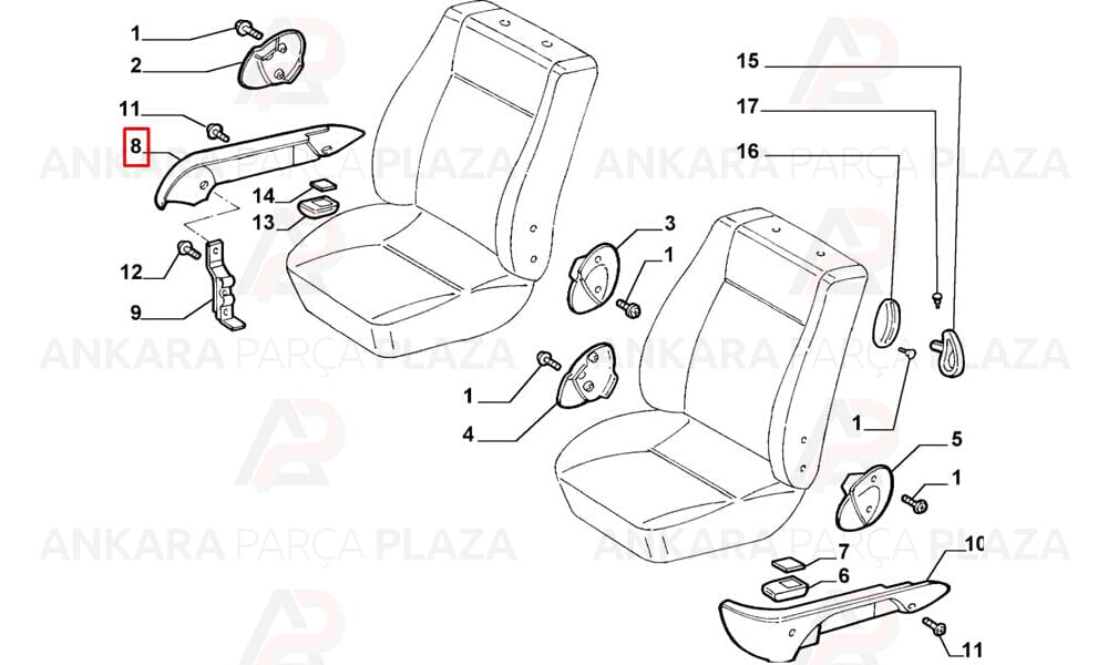 Doblo 06 - 10 Koltuk Yan Plastiği Sağ 183583960