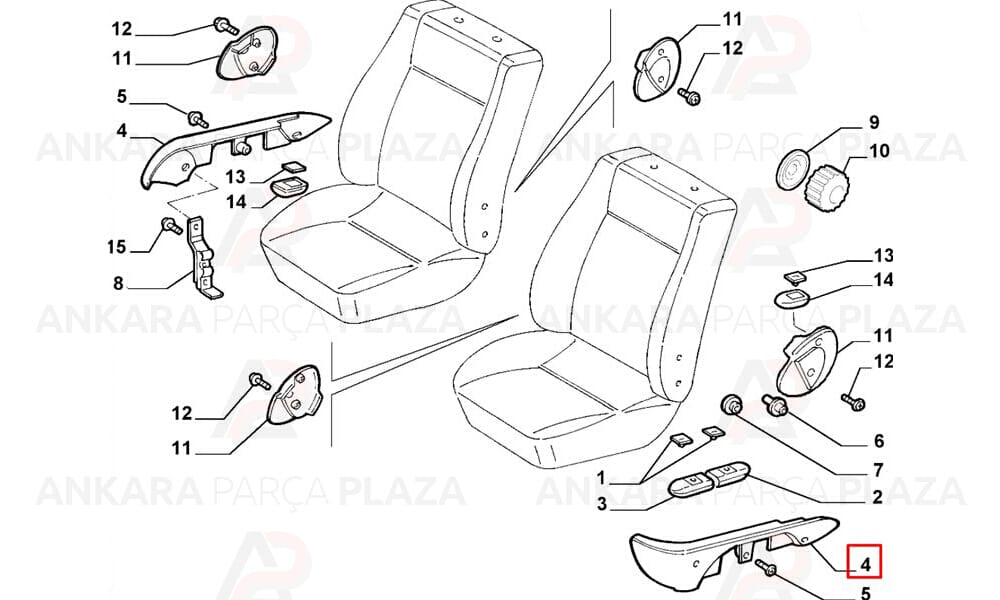 Doblo 06 - 10 Koltuk Yan Plastiği Sol 183584060