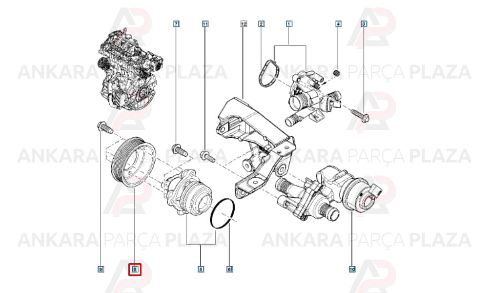 Kadjar Koleos Laguna Trafic 3 Fluence 1.6 Dci Su Pompası Kasnağı Orijinal 210511238R