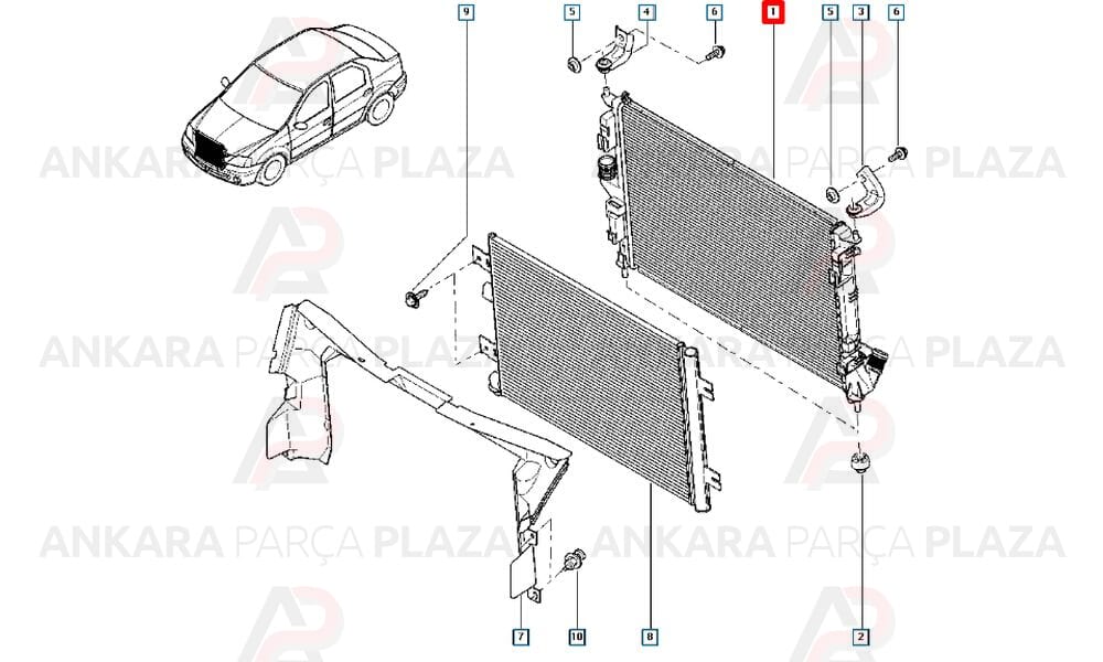 Motor Su Radyatörü Logan Sandero 1.4 K7J 16Mm Al/Pl/Brz