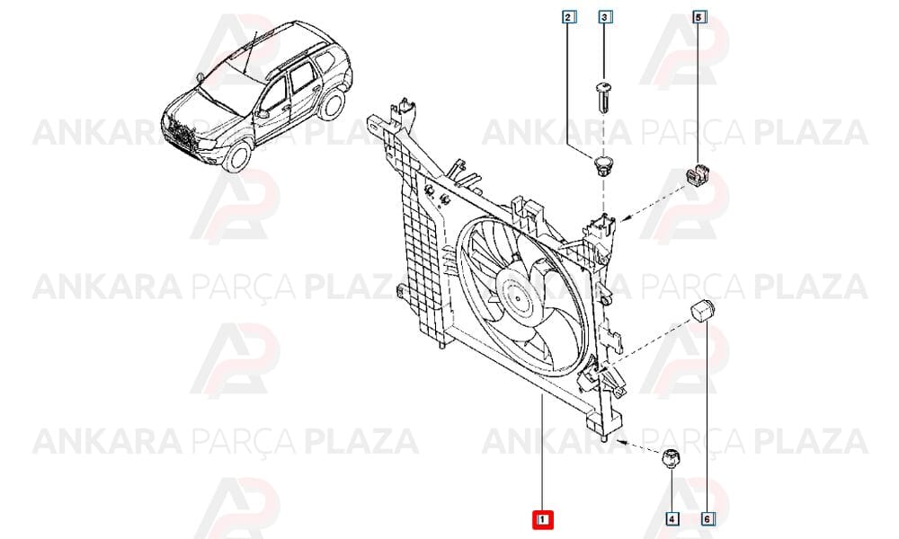 Duster 4X2 Fan Şasesi Komple Motoru + Pervanesi 214813635R