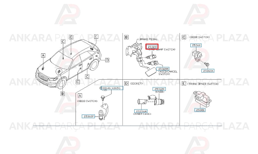 Koleos Fren Pedal Müşürü 25320AX00C
