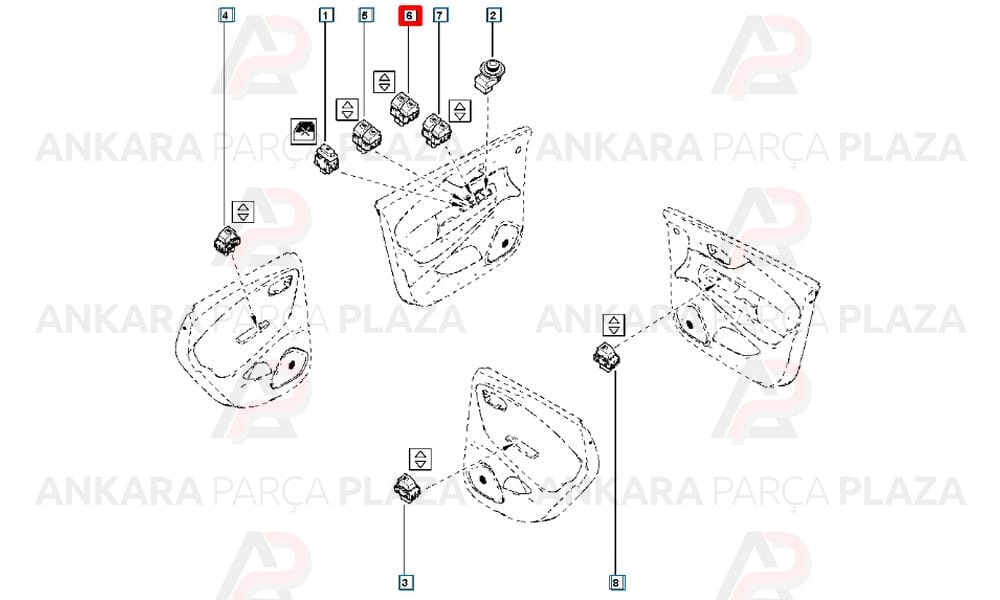Dacia Duster Sol Çiftli Cam Açma Butonu 2018-2022 Arası Mcar