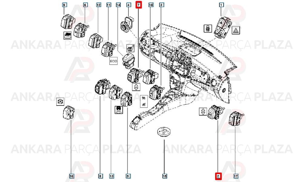 Dacia, Logan Tekli Cam Butonu Mcar