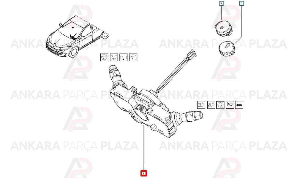 Megane 3 Far Sinyal Silecek Kolu İkaz Kol Grubu 255670019R