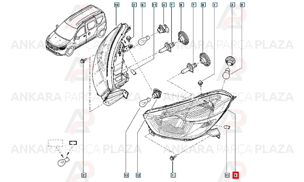 Lodgy 12 - 20 Far Lambası Sol Manuel 260603007R