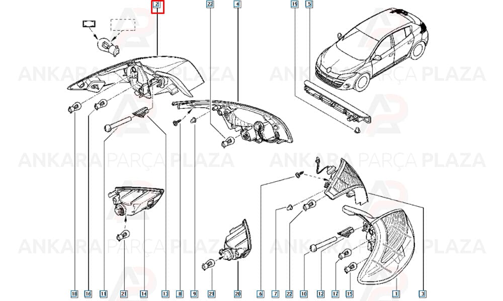 Megane 3 Stop Lambası Sağ Dış Pleksan