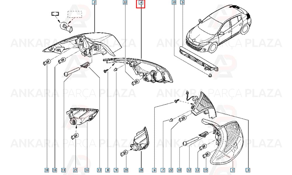 Megane 3 Stop Lambası İç Sağ Pleksan