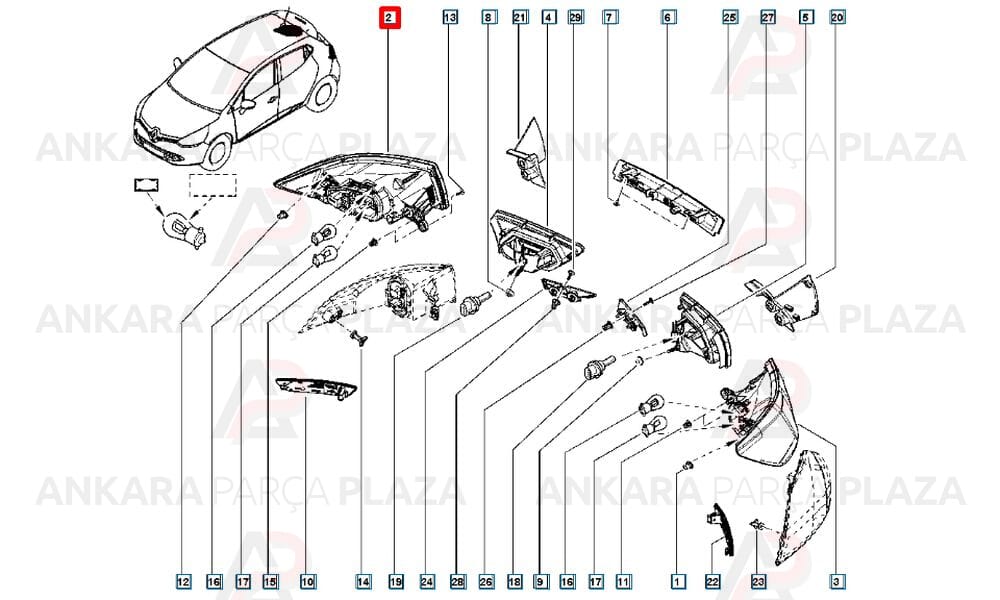 Clio 4 Hb Stop Lambası Duysuz Dış Sağ 2013 Sonrası Pleksan