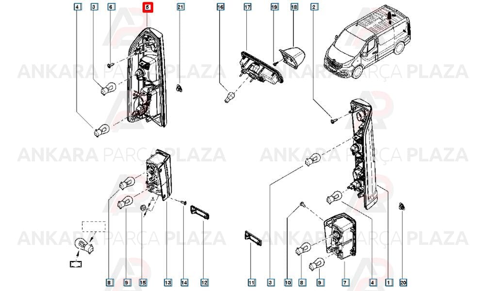 Trafic Stop Lambası Duysuz Sağ Kırmızı Beyaz 2015 - 2015 Meydan